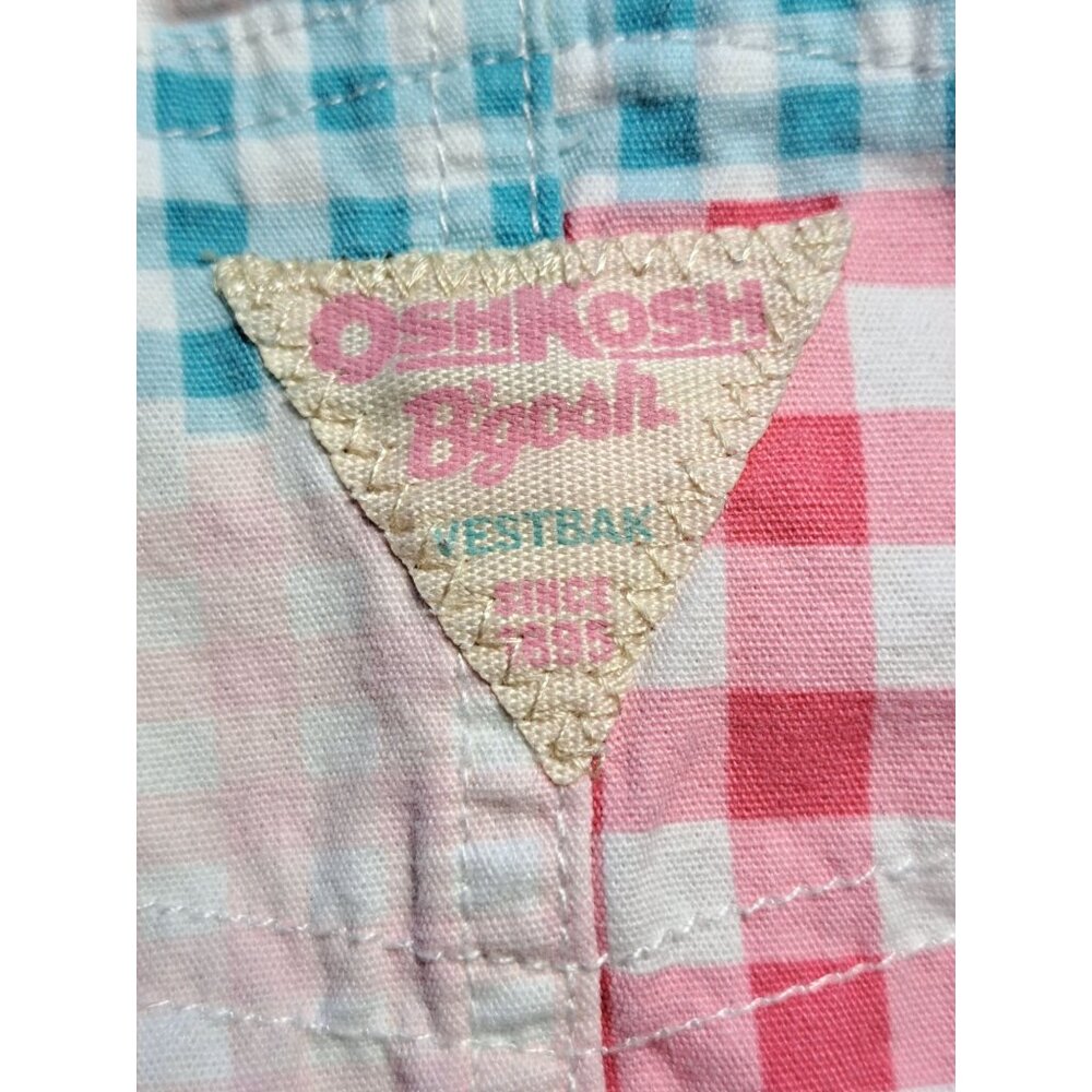OshKosh BGosh Patchwork Overalls Dress 18M Multicolor Pastel Cotton Toddler Girl - Picture 2 of 8